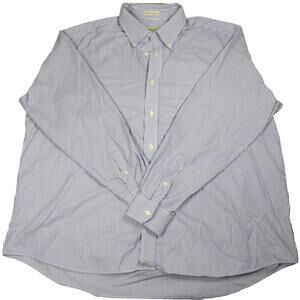 Eddie Bauer Button Down Mens Wrinkle Resistant Blue White Striped Shirt XXL